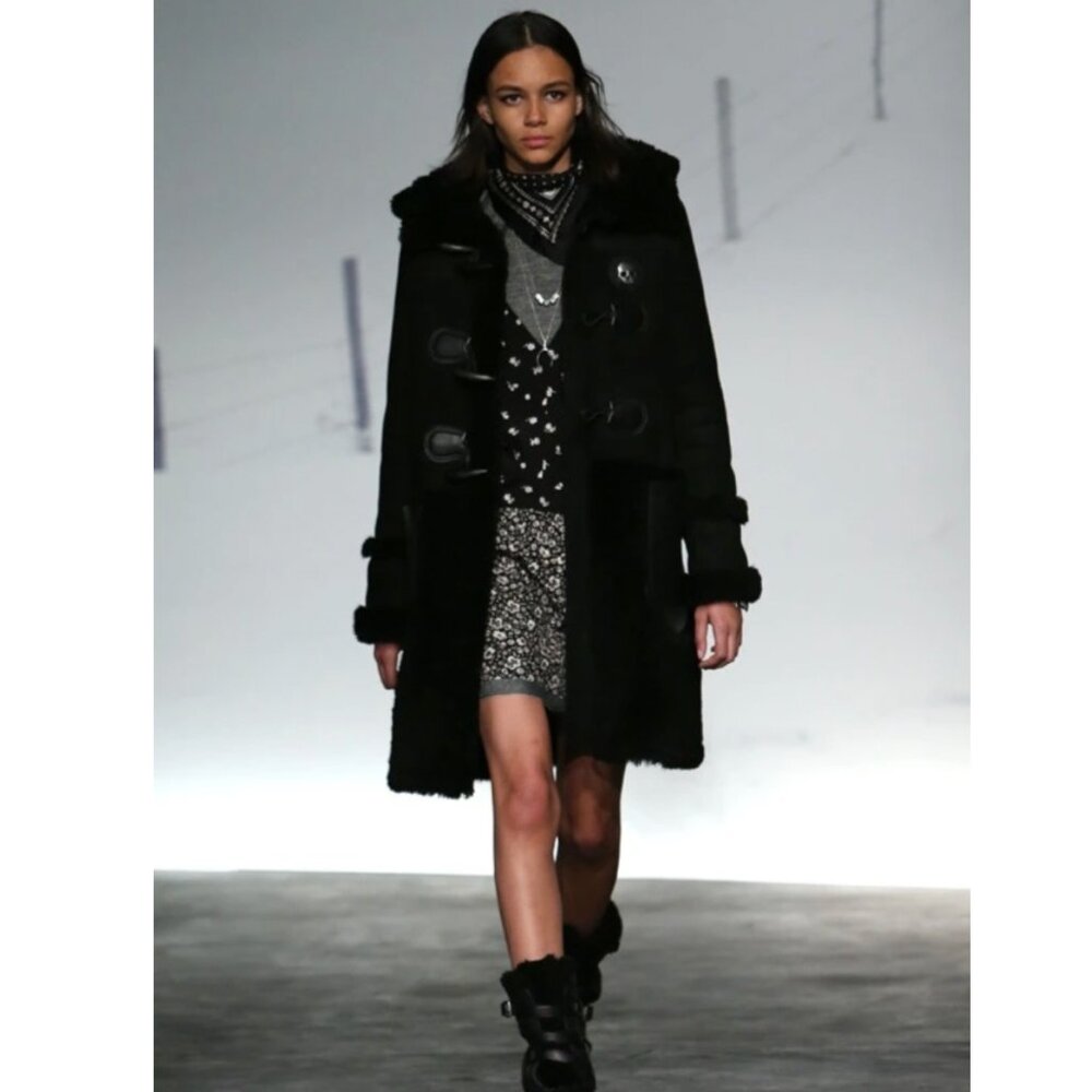 COACH Rip Repair Duffle Coat 86175 Black Mohair Wool Runway 2015